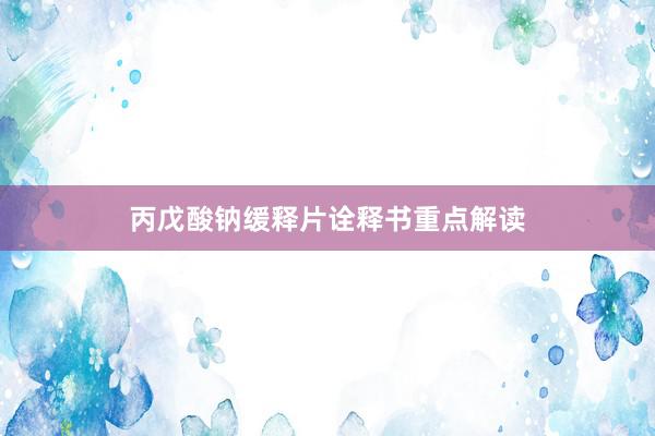 丙戊酸钠缓释片诠释书重点解读